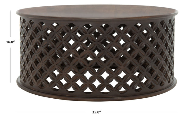 Safavieh Kaydix Round Coffee Table With Moroccan-Inspired Design For Contemporary Coastal Chic Living Spaces Brown COF5300C
