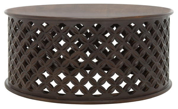 Safavieh Kaydix Round Coffee Table With Moroccan-Inspired Design For Contemporary Coastal Chic Living Spaces Brown COF5300C