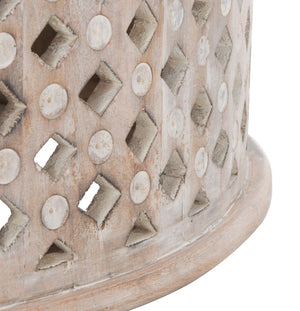 Safavieh Kyrith Round Coffee Table - Moroccan-Inspired Elegance With Open Lattice Base For Coastal Chic Living Rooms Burnt White COF5301A