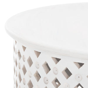 Safavieh Kyrith Round Coffee Table - Moroccan-Inspired Elegance With Open Lattice Base For Coastal Chic Living Rooms White Wash COF5301B