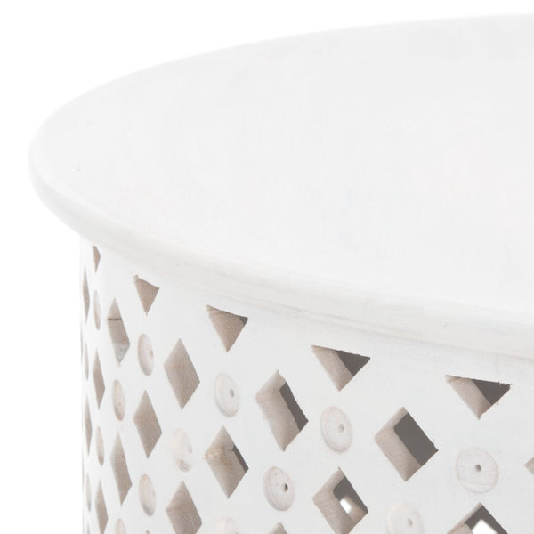 Safavieh Kyrith Round Coffee Table - Moroccan-Inspired Elegance With Open Lattice Base For Coastal Chic Living Rooms White Wash COF5301B