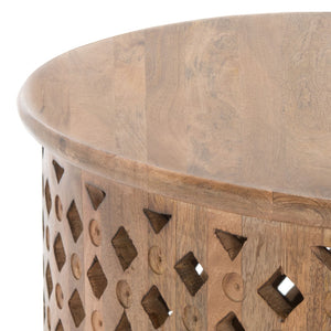 Safavieh Kyrith Round Coffee Table - Moroccan-Inspired Elegance With Open Lattice Base For Coastal Chic Living Rooms Burnt Natural COF5301C