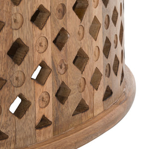 Safavieh Kyrith Round Coffee Table - Moroccan-Inspired Elegance With Open Lattice Base For Coastal Chic Living Rooms Burnt Natural COF5301C