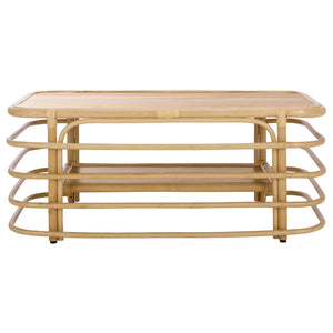 Safavieh Maestro Coffee Table - Stunning Natural Rattan & Hibiscus Wood Design For Stylish Living Spaces Natural Rattan & Wood Cof5400a