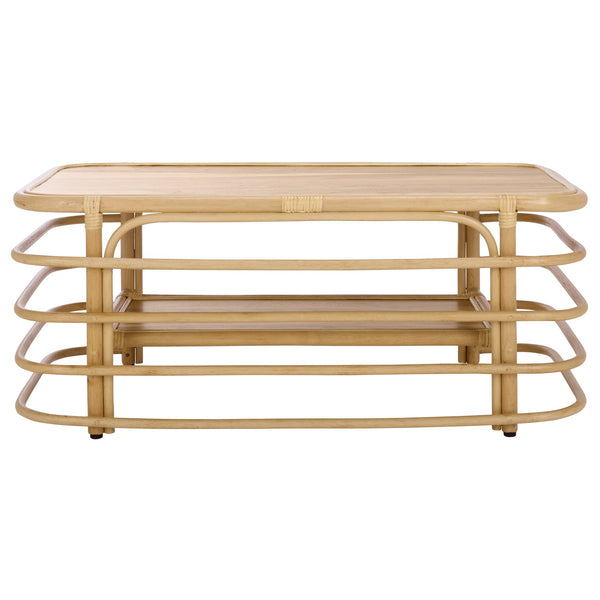 Safavieh Maestro Coffee Table - Stunning Natural Rattan & Hibiscus Wood Design For Stylish Living Spaces Natural Rattan & Wood Cof5400a