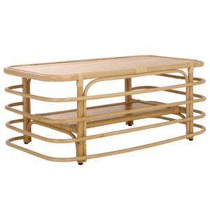 Safavieh Maestro Coffee Table - Stunning Natural Rattan & Hibiscus Wood Design For Stylish Living Spaces Natural Rattan & Wood Cof5400a