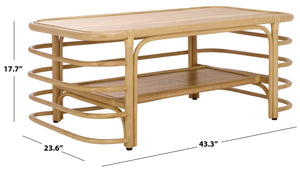 Safavieh Maestro Coffee Table - Stunning Natural Rattan & Hibiscus Wood Design For Stylish Living Spaces Natural Rattan & Wood Cof5400a