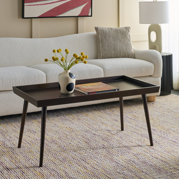 Safavieh Nonie Contemporary Coffee Table With Tray Top - Dark Chocolate Pine Wood For Urban Living Style Dark Chocolate Solidwood,Mdf Cof5700d