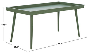Safavieh Nonie Contemporary Coffee Table With Tray Top - Dark Chocolate Pine Wood For Urban Living Style Dusty Green Solidwood,Mdf Cof5700g