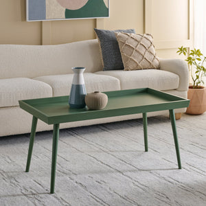 Safavieh Nonie Contemporary Coffee Table With Tray Top - Dark Chocolate Pine Wood For Urban Living Style Dusty Green Solidwood,Mdf Cof5700g