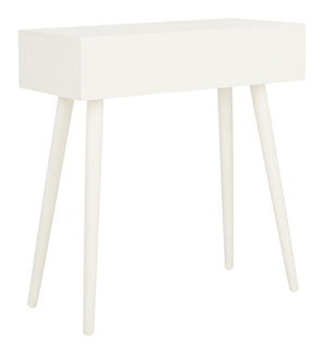 Safavieh Dean 2-Drawer Console Table – Retro-Modern Charm For Entryways, Living Rooms & Smart Storage Solutions Vintage White COF5701A