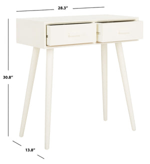 Safavieh Dean 2-Drawer Console Table – Retro-Modern Charm For Entryways, Living Rooms & Smart Storage Solutions Vintage White COF5701A