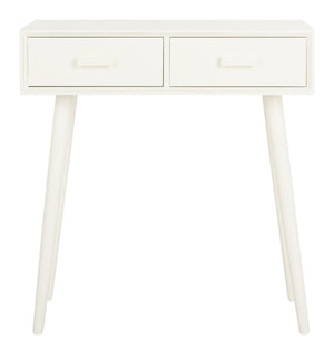 Safavieh Dean 2-Drawer Console Table – Retro-Modern Charm For Entryways, Living Rooms & Smart Storage Solutions Vintage White COF5701A