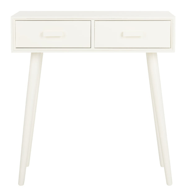 Safavieh Dean 2-Drawer Console Table – Retro-Modern Charm For Entryways, Living Rooms & Smart Storage Solutions Vintage White COF5701A
