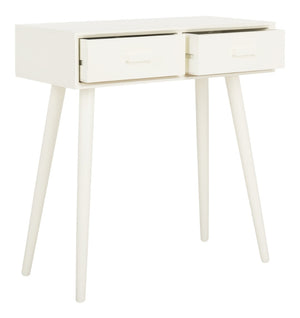 Safavieh Dean 2-Drawer Console Table – Retro-Modern Charm For Entryways, Living Rooms & Smart Storage Solutions Vintage White COF5701A