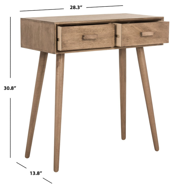 Safavieh Dean 2-Drawer Console Table – Retro-Modern Charm For Entryways, Living Rooms & Smart Storage Solutions Light Brown COF5701B