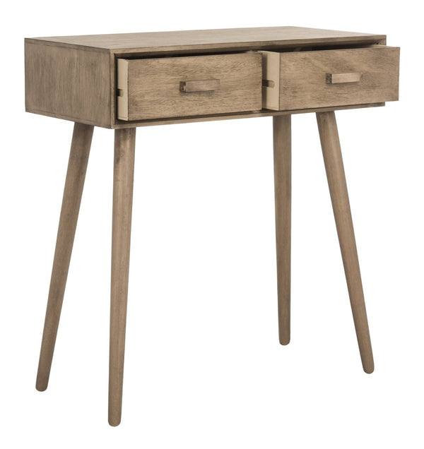 Safavieh Dean 2-Drawer Console Table – Retro-Modern Charm For Entryways, Living Rooms & Smart Storage Solutions Light Brown COF5701B
