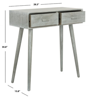 Safavieh Dean 2-Drawer Console Table – Retro-Modern Charm For Entryways, Living Rooms & Smart Storage Solutions Slate Grey COF5701C