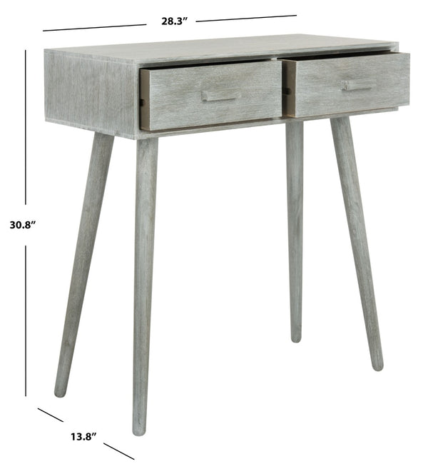 Safavieh Dean 2-Drawer Console Table – Retro-Modern Charm For Entryways, Living Rooms & Smart Storage Solutions Slate Grey COF5701C