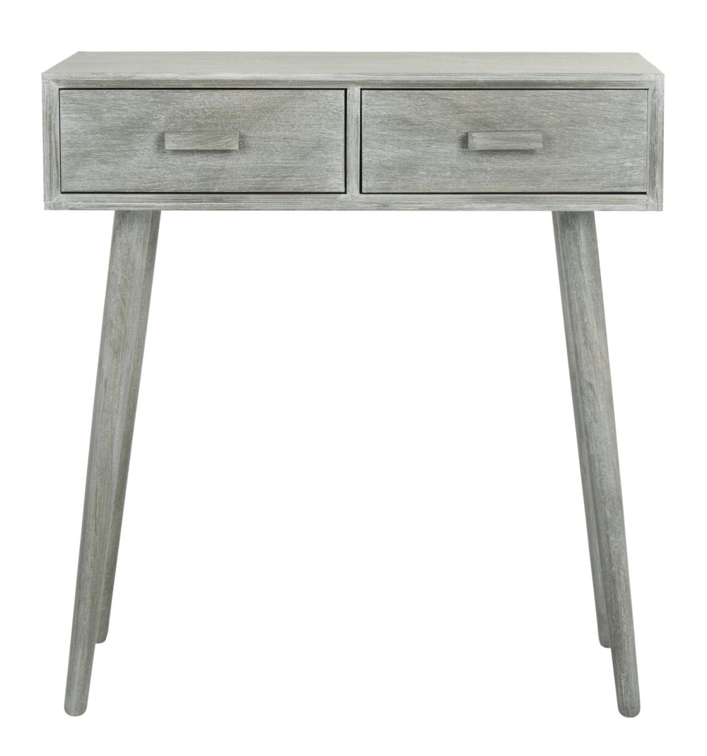 Safavieh Dean 2-Drawer Console Table – Retro-Modern Charm For Entryways, Living Rooms & Smart Storage Solutions Slate Grey COF5701C