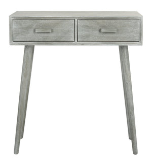 Safavieh Dean 2-Drawer Console Table – Retro-Modern Charm For Entryways, Living Rooms & Smart Storage Solutions Slate Grey COF5701C