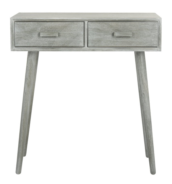 Safavieh Dean 2-Drawer Console Table – Retro-Modern Charm For Entryways, Living Rooms & Smart Storage Solutions Slate Grey COF5701C
