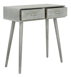 Safavieh Dean 2-Drawer Console Table – Retro-Modern Charm For Entryways, Living Rooms & Smart Storage Solutions Slate Grey COF5701C