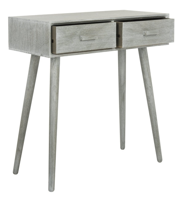 Safavieh Dean 2-Drawer Console Table – Retro-Modern Charm For Entryways, Living Rooms & Smart Storage Solutions Slate Grey COF5701C