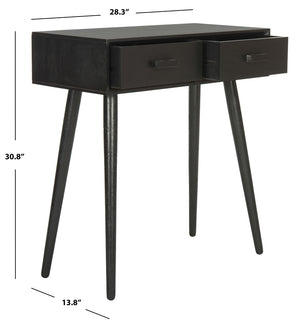 Safavieh Dean 2-Drawer Console Table – Retro-Modern Charm For Entryways, Living Rooms & Smart Storage Solutions Black COF5701D
