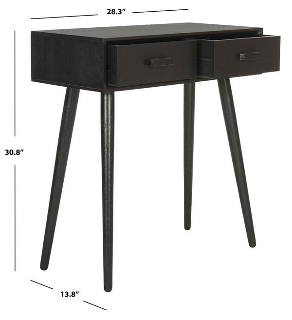 Safavieh Dean 2-Drawer Console Table – Retro-Modern Charm For Entryways, Living Rooms & Smart Storage Solutions Black COF5701D