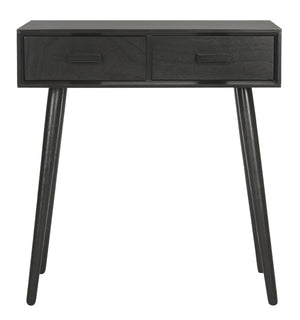 Safavieh Dean 2-Drawer Console Table – Retro-Modern Charm For Entryways, Living Rooms & Smart Storage Solutions Black COF5701D