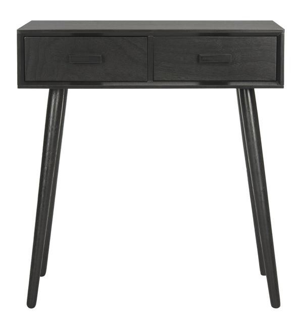 Safavieh Dean 2-Drawer Console Table – Retro-Modern Charm For Entryways, Living Rooms & Smart Storage Solutions Black COF5701D