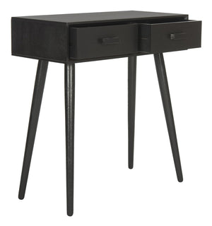 Safavieh Dean 2-Drawer Console Table – Retro-Modern Charm For Entryways, Living Rooms & Smart Storage Solutions Black COF5701D