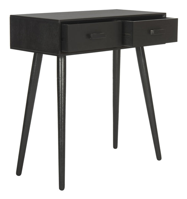 Safavieh Dean 2-Drawer Console Table – Retro-Modern Charm For Entryways, Living Rooms & Smart Storage Solutions Black COF5701D