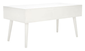 Safavieh Mozart Mid Century Coffee Table With 2 Drawers – Stylish Storage Solution For Cozy Living Spaces Distressed White COF5702A