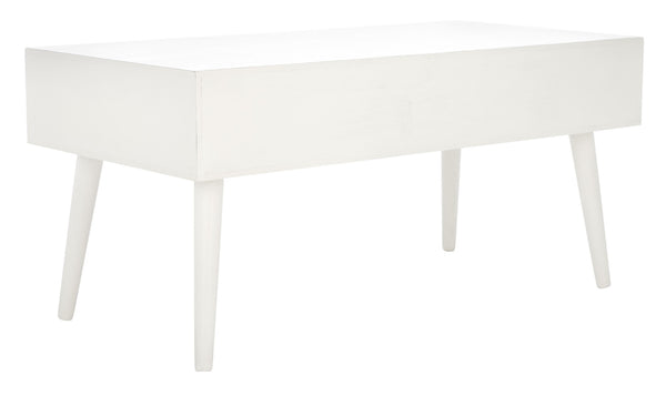 Safavieh Mozart Mid Century Coffee Table With 2 Drawers – Stylish Storage Solution For Cozy Living Spaces Distressed White COF5702A