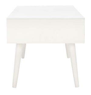 Safavieh Mozart Mid Century Coffee Table With 2 Drawers – Stylish Storage Solution For Cozy Living Spaces Distressed White COF5702A
