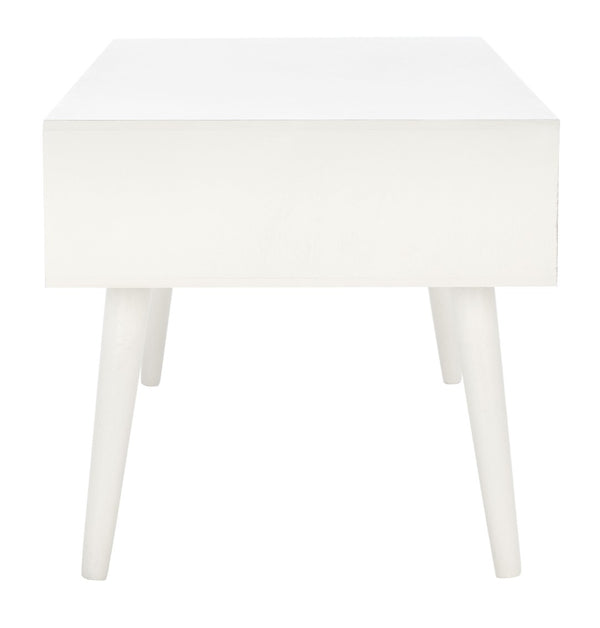 Safavieh Mozart Mid Century Coffee Table With 2 Drawers – Stylish Storage Solution For Cozy Living Spaces Distressed White COF5702A