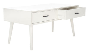 Safavieh Mozart Mid Century Coffee Table With 2 Drawers – Stylish Storage Solution For Cozy Living Spaces Distressed White COF5702A