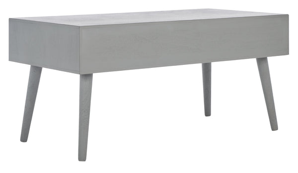 Safavieh Mozart Mid Century Coffee Table With 2 Drawers – Stylish Storage Solution For Cozy Living Spaces Distressed Grey COF5702D