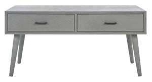 Safavieh Mozart Mid Century Coffee Table With 2 Drawers – Stylish Storage Solution For Cozy Living Spaces Distressed Grey COF5702D