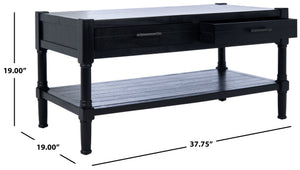 Safavieh Filbert Contemporary 2 Drawer Coffee Table With Storage Shelf For Stylish Living Room Organization Black COF5703B