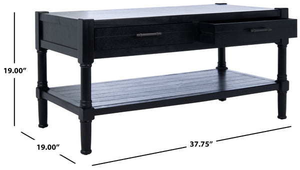 Safavieh Filbert Contemporary 2 Drawer Coffee Table With Storage Shelf For Stylish Living Room Organization Black COF5703B