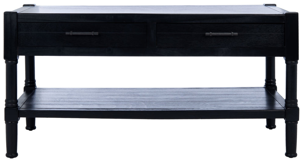 Safavieh Filbert Contemporary 2 Drawer Coffee Table With Storage Shelf For Stylish Living Room Organization Black COF5703B