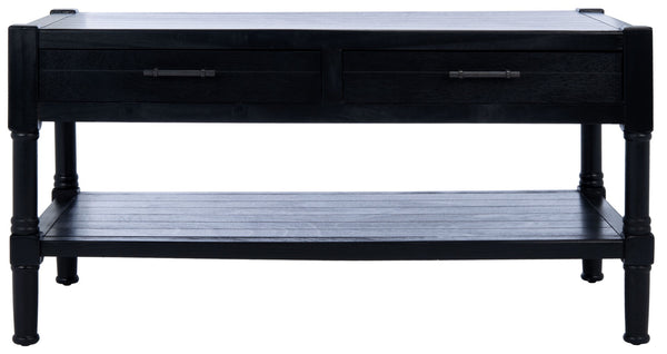 Safavieh Filbert Contemporary 2 Drawer Coffee Table With Storage Shelf For Stylish Living Room Organization Black COF5703B