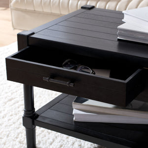 Safavieh Filbert Contemporary 2 Drawer Coffee Table With Storage Shelf For Stylish Living Room Organization Black COF5703B