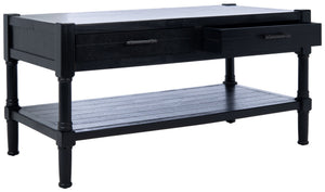 Safavieh Filbert Contemporary 2 Drawer Coffee Table With Storage Shelf For Stylish Living Room Organization Black COF5703B