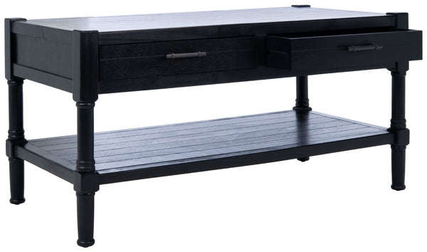 Safavieh Filbert Contemporary 2 Drawer Coffee Table With Storage Shelf For Stylish Living Room Organization Black COF5703B
