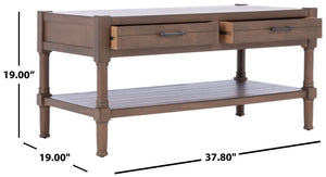 Safavieh Filbert Contemporary 2 Drawer Coffee Table With Storage Shelf For Stylish Living Room Organization Brown COF5703C