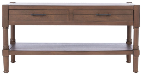Safavieh Filbert Contemporary 2 Drawer Coffee Table With Storage Shelf For Stylish Living Room Organization Brown COF5703C